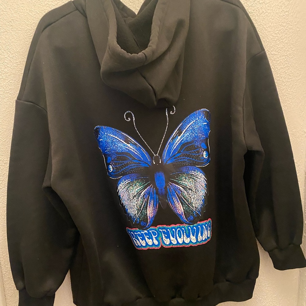 women butterfly graphic Hoodie L